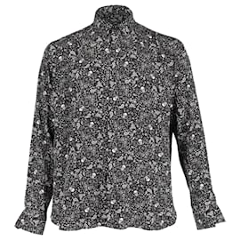 Saint Laurent-Camisa con estampado de cachemira y calaveras de Saint Laurent en seda negra-Negro