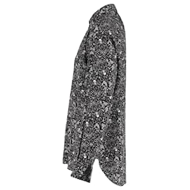 Saint Laurent-Camisa con estampado de cachemira y calaveras de Saint Laurent en seda negra-Negro