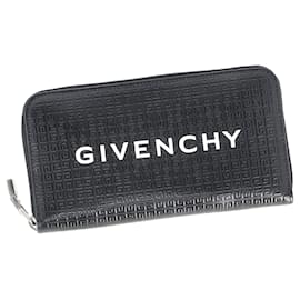 Givenchy-Cartera continental con cremallera y monograma de Givenchy en cuero negro-Negro