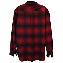 Saint Laurent-Camicia overshirt button-down scozzese Saint Laurent in lana vergine rossa-Rosso