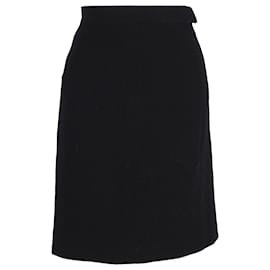 Chanel-Chanel Above-Knee Straight Skirt in Black Polyester-Black