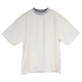 Acne Studios Logo Collar T-shirt in White Viscose White