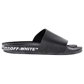 Off White-Chanclas Off-White de goma negra con logo estampado-Negro