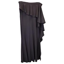 Givenchy-Gonna maxi con volant laterale Givenchy in viscosa nera-Nero