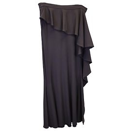 Saia maxi com babado lateral Givenchy em viscose preta Preto
