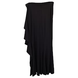 Givenchy-Givenchy Side-Ruffle Maxi Skirt in Black Viscose-Black