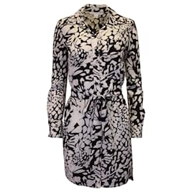 Diane Von Furstenberg-Diane Von Furstenberg Prita Printed Shirt Dress in White Silk-Other