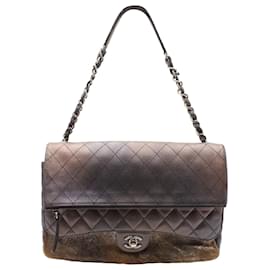 Chanel-Chanel 2015 Paris-Salzburg Medium Zip Flap Bag in Brown Quilted Lambskin and Pony Hair-Brown