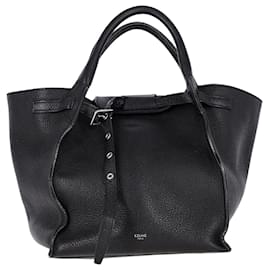 Céline-Celine Small Big Bag with Long Strap in Black Calfskin Leather-Black