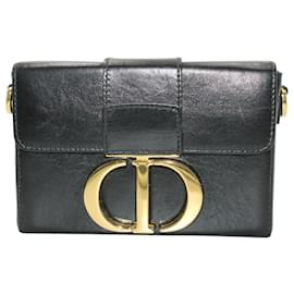 Dior-Dior 30 Montaigne Box Bag in Black Calfskin Leather-Black