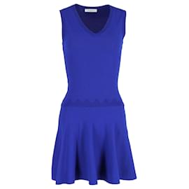 Sandro-Mini-robe à col en V Sandro en viscose bleue-Bleu