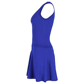 Sandro-Sandro V-Neck Mini Dress in Blue Viscose-Blue