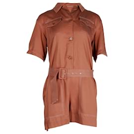 Maje-Maje Belted Playsuit in Brown Lyocell-Brown