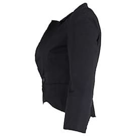 Alexander Mcqueen-Alexander McQueen Distressed Cropped Jacket in Black Cotton-Black