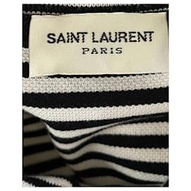 Saint Laurent-Camisa Polo Listrada Saint Laurent em Algodão Preto-Preto
