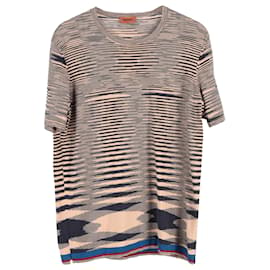 Missoni-Missoni Stripe-Print Short-Sleeved T-shirt in Multicolor Cotton-Multiple colors