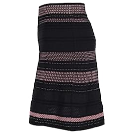 Missoni-Missoni Striped A-line Mini Skirt in Black Polyamide-Black