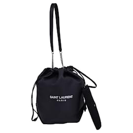 Saint Laurent-Saint Laurent Teddy Bucket Bag in Black Lambskin Leather-Black