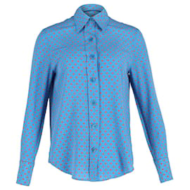 Joseph-Joseph Polka-dot Button-Up Shirt in Blue Silk Cotton-Blue