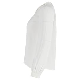 Maje-Blouse boutonnée à volants Maje en coton blanc-Blanc
