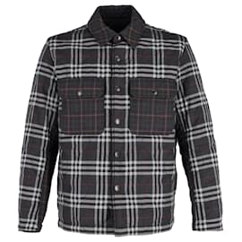 Burberry-Burberry Holton Checked Overshirt in Grey Virgin Wool-Brown
