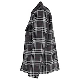 Burberry-Burberry Holton Checked Overshirt in Grey Virgin Wool-Brown