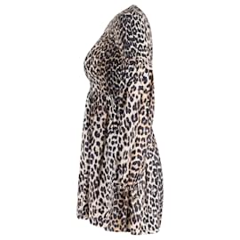 Ganni-Mini abito arricciato Ganni in cotone con stampa animalier-Altro,Stampa python