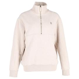 Burberry-Burberry Zipped Sweater In Beige Cotton And Cashmere-Beige