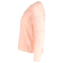 Vilshenko-Vilshenko Bluse mit transparenten Ärmeln aus pfirsichfarbener Seide-Angeln