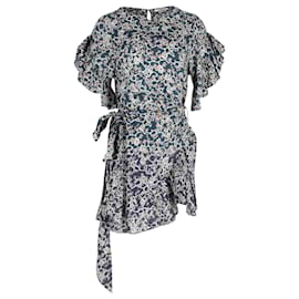 Isabel Marant Etoile-Isabel Marant Etoile Ruffled Mini Dress in Navy Blue Cotton-Blue