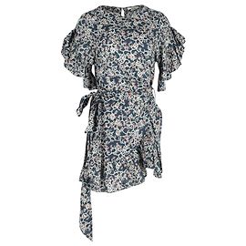 Miniabito Isabel Marant Etoile con volant in cotone blu navy Blu