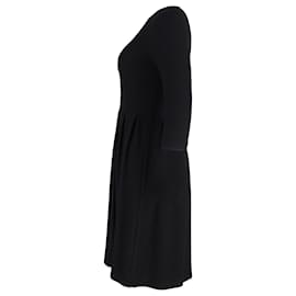 Ganni-Ganni Plissee-Rockkleid aus schwarzer Baumwolle-Schwarz