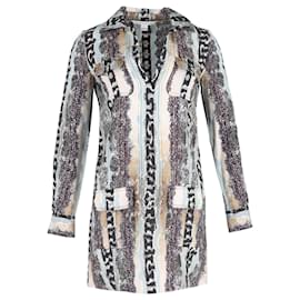 Diane Von Furstenberg-Diane Von Furstenberg Long Sleeve Tunic Dress in Multicolor Silk-Other,Python print