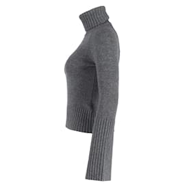 Michael Kors-Michael Kors Flared Sleeve Turtleneck Sweater in Grey Cotton-Brown