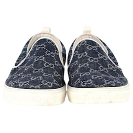 Gucci-Gucci Tennis 1977 Slip-On Sneakers in Blue Denim -Blue,Navy blue