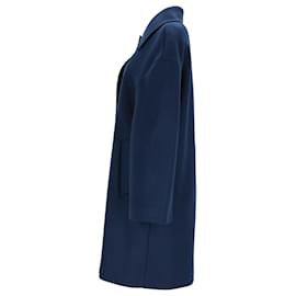 Jil Sander-Jil Sander Overcoat in Navy Blue Virgin Wool-Blue,Navy blue