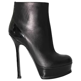 Saint Laurent-Yves Saint Laurent Tribute Ankle Boots in Black Leather-Black