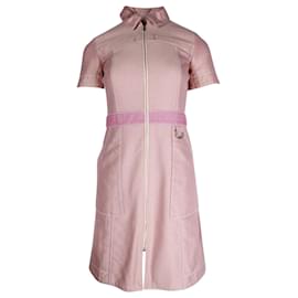 Hermès-Hermès S/S 2017 Mini-robe zippée sur le devant en coton rose-Rose