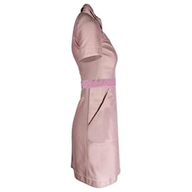 Hermès-Hermes S/S 2017 Front Zip Mini Dress in Pink Cotton-Pink
