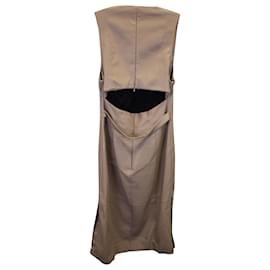 Proenza Schouler-Proenza Schouler Sleeveless Cut-Out Dress in Beige Polyurethane-Brown,Beige