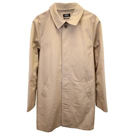 Apc-A.P.C. Urban Mac Trench Coat in Beige Cotton-Brown,Beige