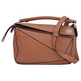 Loewe-Loewe Small Puzzle Bag in Tan calf leather Leather-Brown,Beige