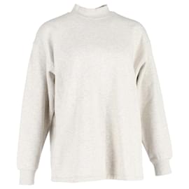 Fear of God-Fear of God Essentials Logo-Flocked Jersey Mock-Neck Sweatshirt aus cremefarbener Baumwolle-Weiß,Roh