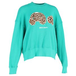 Moletom Palm Angels Leopard Bear em algodão verde Verde