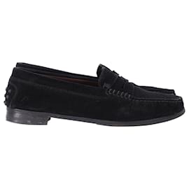 Tod's-Tod's Penny Loafers in Black Suede-Black