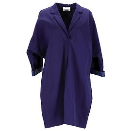 Acne Studios Vestido camisero con adornos de cuero en algodón azul marino Azul Azul marino