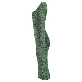Ganni-Abito Ganni in maglia con scollo quadrato in viscosa verde-Verde