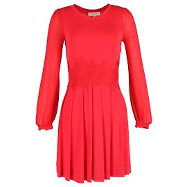 Langärmliges Spitzenkleid aus roter Viskose von Michael Michael Kors Rot