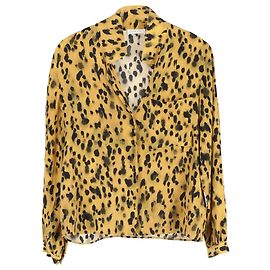 Camicia Anine Bing Lilah con stampa ghepardo in seta gialla Giallo
