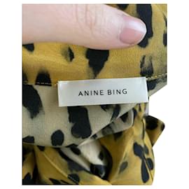 Anine Bing-Anine Bing Lilah Hemd mit Geparden-Print aus gelber Seide-Gelb